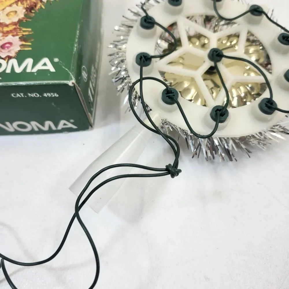 Noma 11 Lite Mini Wreath Multicolor Christmas Tree Topper Works Original Box VTG